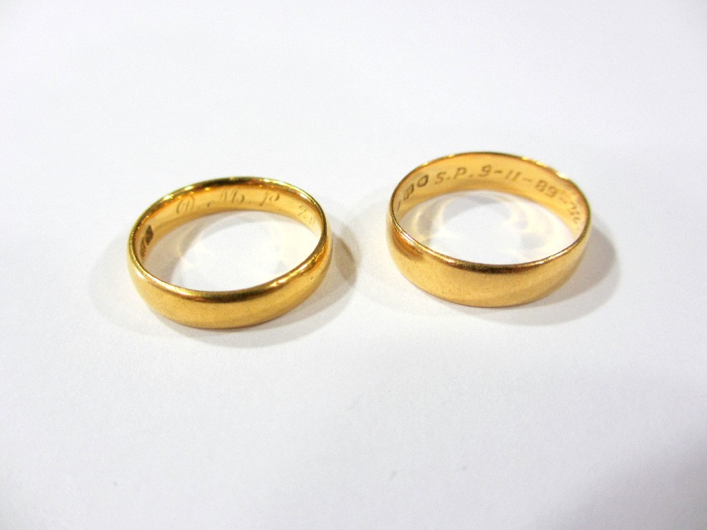 Appraisal: Two ct gold wedding bands gms