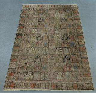 Appraisal: Antique Persian Cotton Qum Kheshti Four Season Rug PERSIA EARLY