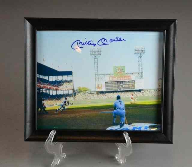 Appraisal: MICKEY MANTLE AUTOGRAPHED PHOTO - STADIUMAutographed color photo of Mickey