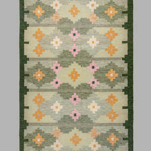 Appraisal: Swedish Mid th Century Flatweave Rug hand-woven wool woven signature