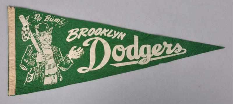 Appraisal: Brooklyn Dodgers Bums Team Pennant Description Circa s Depicts a