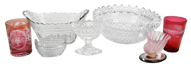 Appraisal: Cut and Pressed Glass Table Objects th century and later