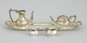 Appraisal: A Miniature Sterling Tea Set Birmingham England ca Comprising a