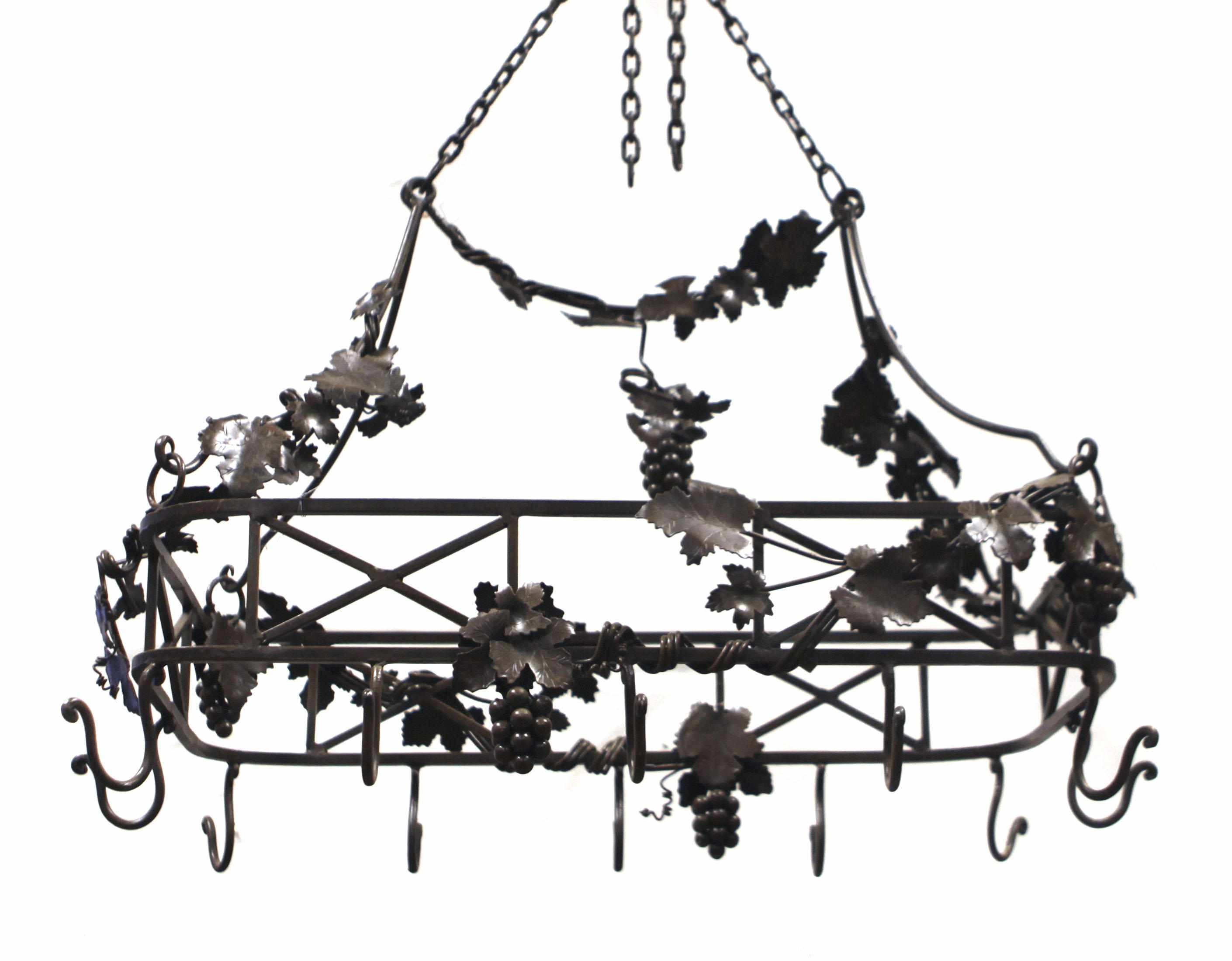 Appraisal: A wrought iron pot rack height in width in depth