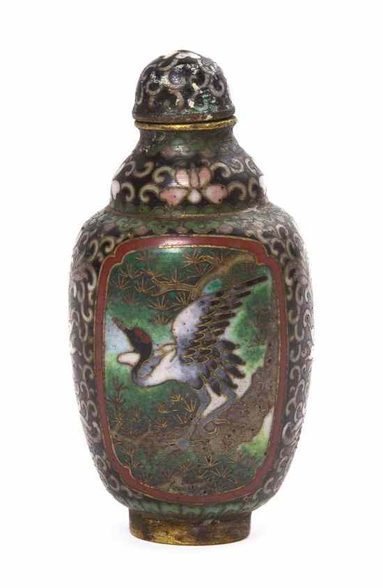 Appraisal: A Cloisonne Snuff Bottle of ovoid form below a waisted