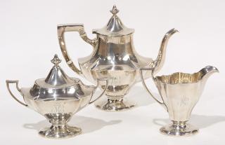 Appraisal: Reed Barton sterling silver teapot covered sugar and creamer in