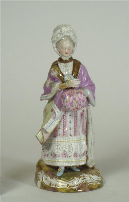 Appraisal: A th century Meissen figure of a girl with muff