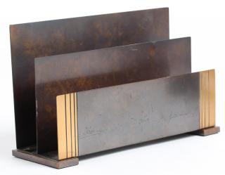 Appraisal: Art Deco Mottled Bronze Copper Letter Holder Mixed metal H