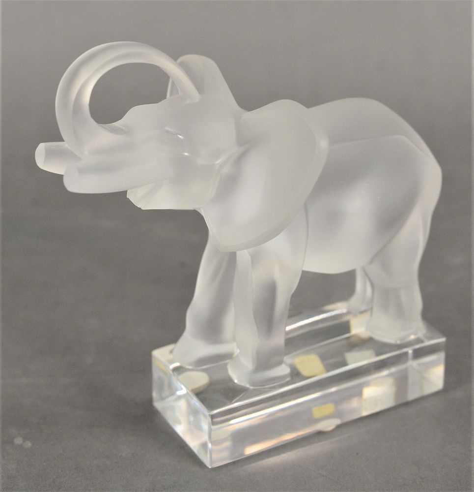 Appraisal: Lalique Frosted Glass Elephant Paperweight signed to the underside in