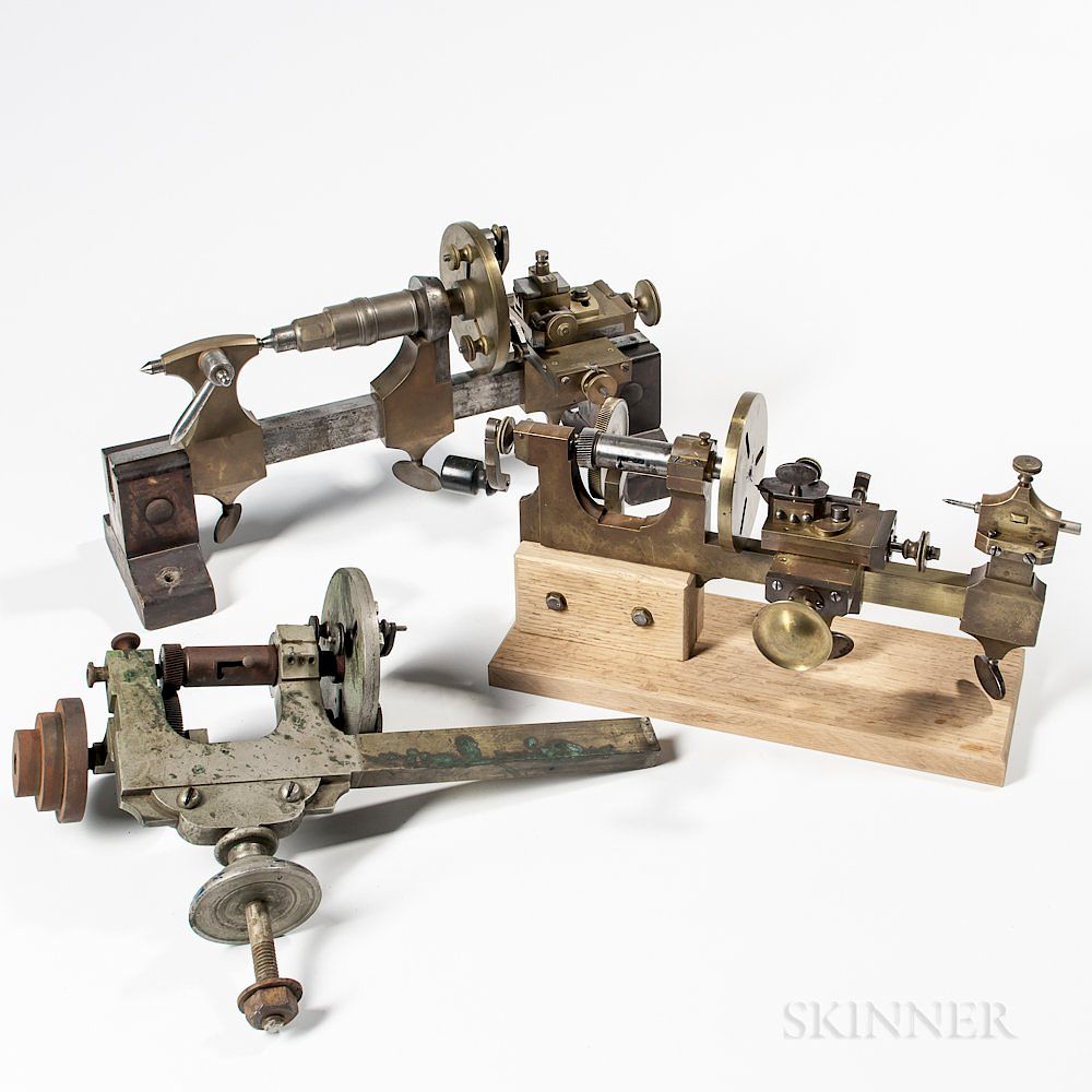 Appraisal: Three Swiss Watchmaker's Mandrels Three Swiss Watchmaker's Mandrels th century