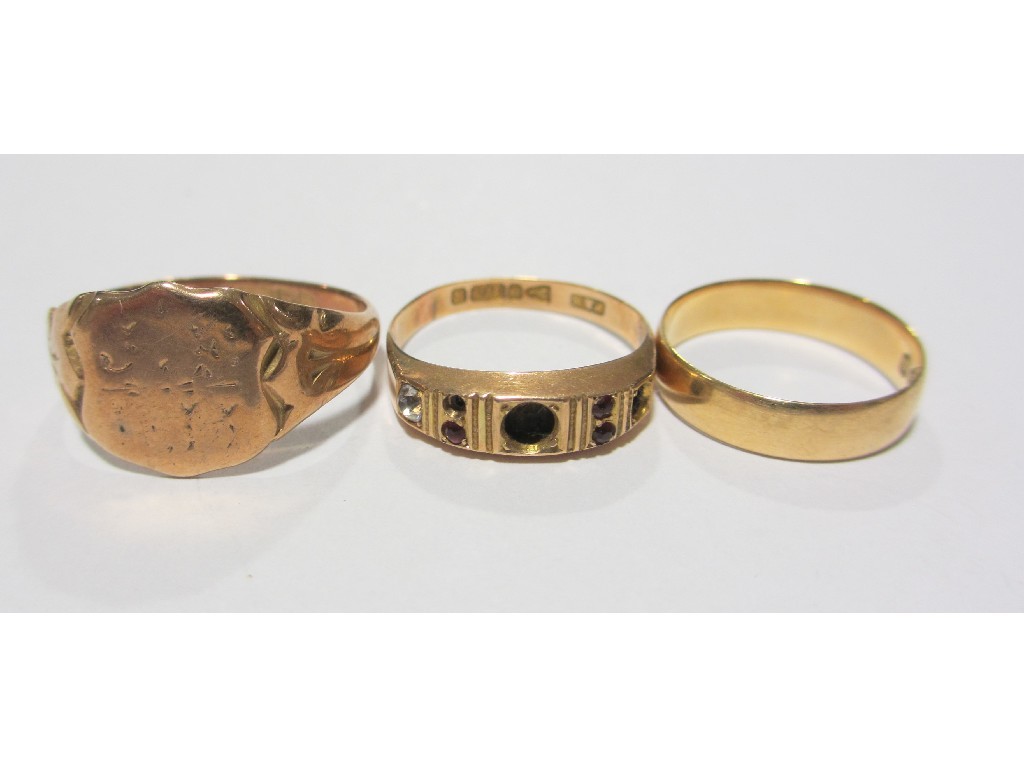 Appraisal: Lot comprising ct gold wedding band gms and two ct