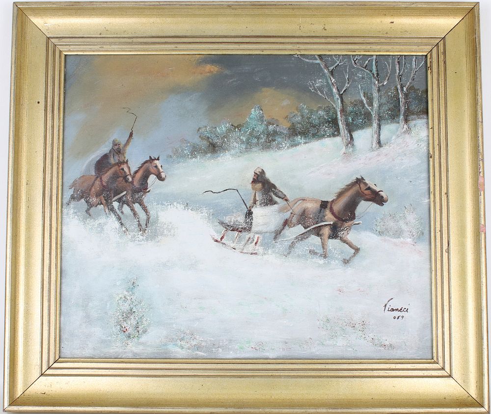 Appraisal: Russian School Winter Scene with Figures Russian School Winter Scene