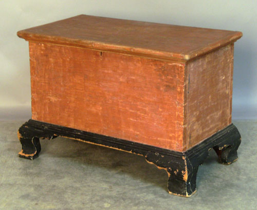 Appraisal: Diminutive painted pine blanket chest th c h w