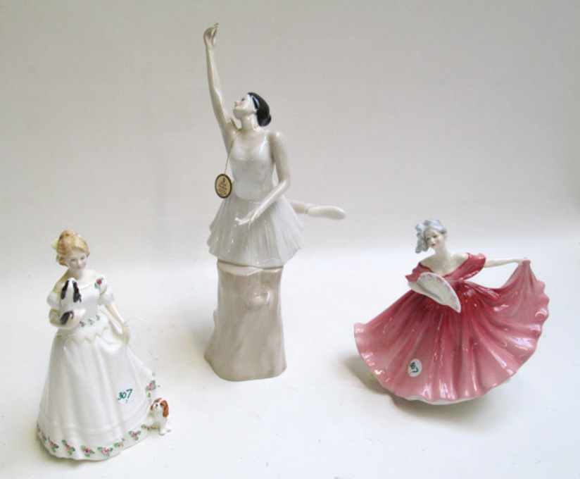 Appraisal: THREE ROYAL DOULTON PORCELAIN FIGURINES Ballerina HN Reflections by Royal