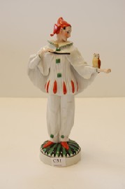 Appraisal: GERMAN PORCELAIN FIGURE JESTER WITH OWL