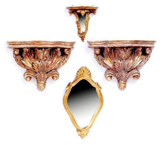 Appraisal: Collection of wall decorations pair of brackets H W D