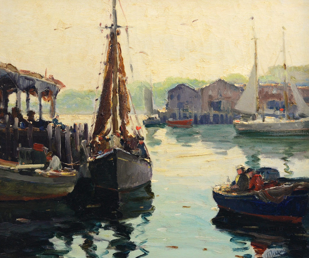 Appraisal: THIEME Anthony American - ''Gloucester Harbor'' Oil Canvas '' x