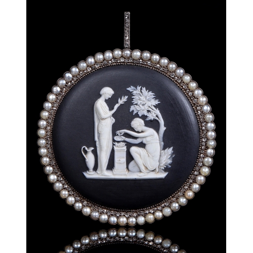 Appraisal: A diamond and split pearl pendant early th c in