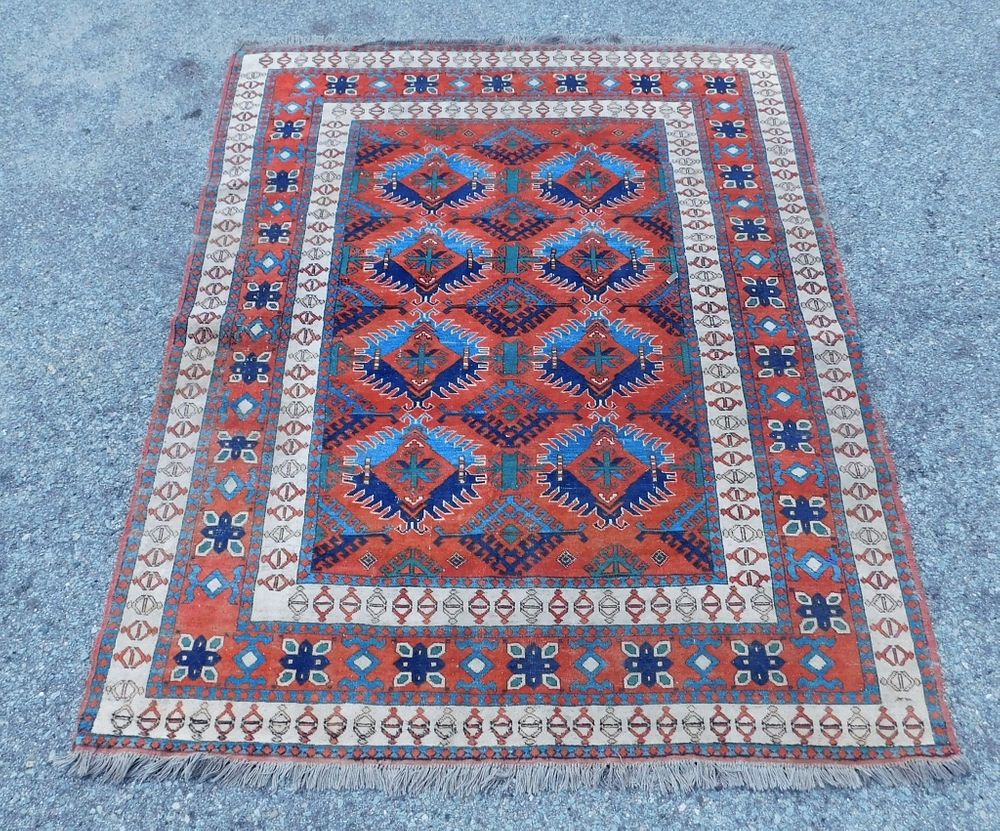 Appraisal: Estate Caucasian Oriental Tribal Geometric Rug Caucus Early-mid th Century