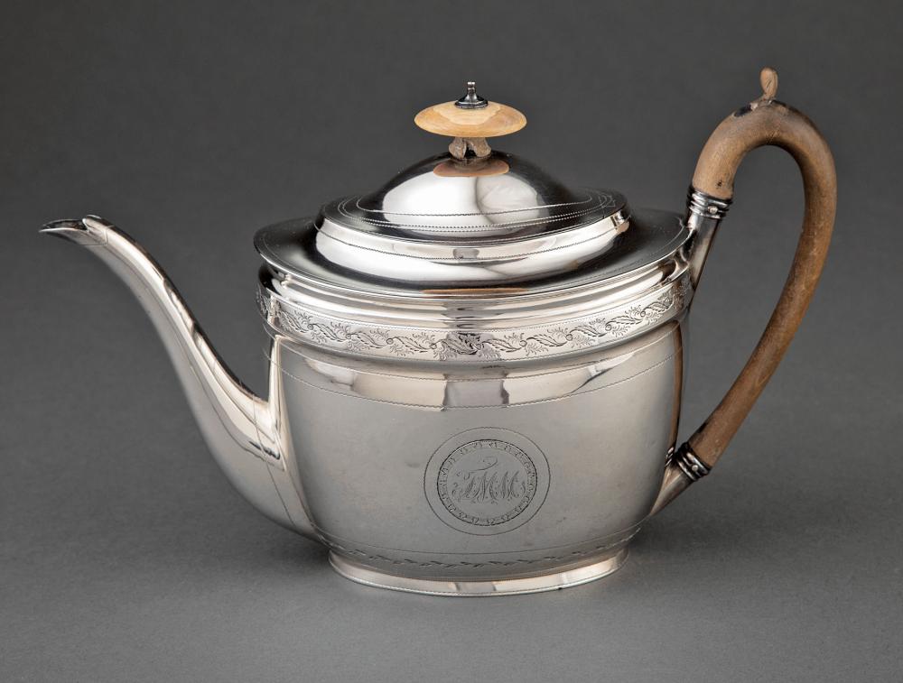 Appraisal: George III Sterling Silver Teapot Alice George Burrows II London