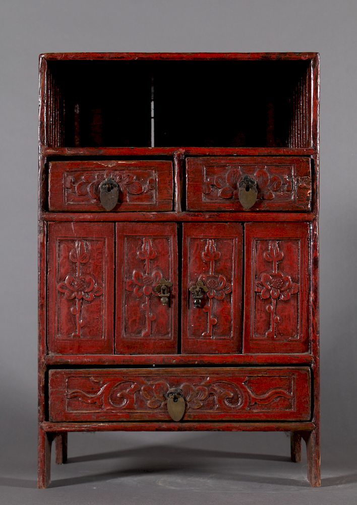 Appraisal: th Century Diminutive Chinese Lacquer Etagere th Century Diminutive Chinese