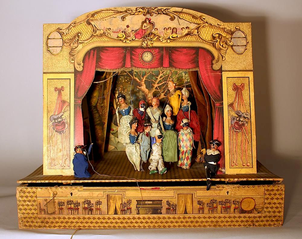 Appraisal: Italian puppet theatre Italian puppet theater with colour printed paper