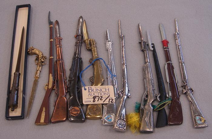 Appraisal: Lot of gun themed letter openers Including Boston in box