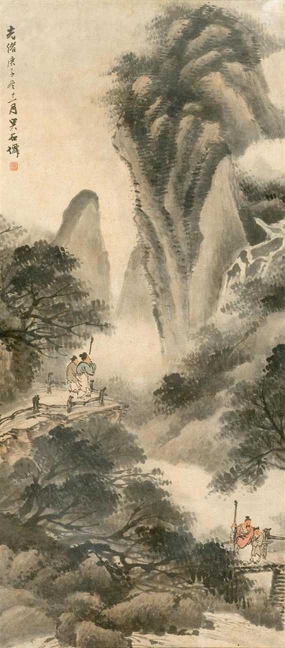 Appraisal: A LANDSCAPE PAINTING ATTRIBUTED TO WU SHIXIAN ca - China