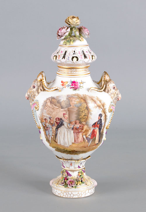 Appraisal: Large German porcelain urn and cover late th c with