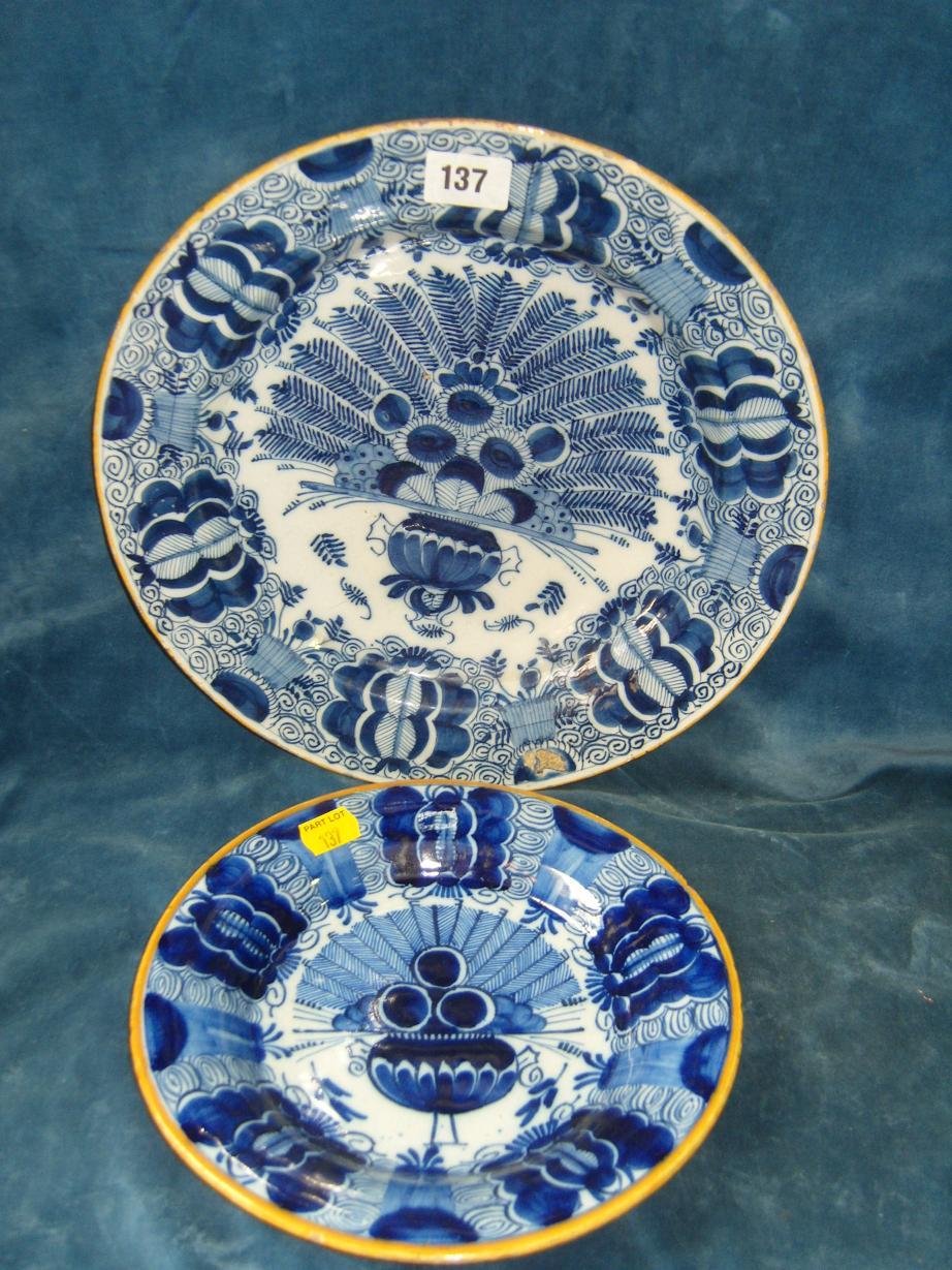 Appraisal: An th century Delft dish with blue and white painted