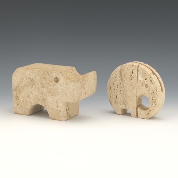 Appraisal: ITALIAN TRAVERTINE TWO ZOOMORPHIC SCULPTURES BY FRATELLI MANNELLI CA S