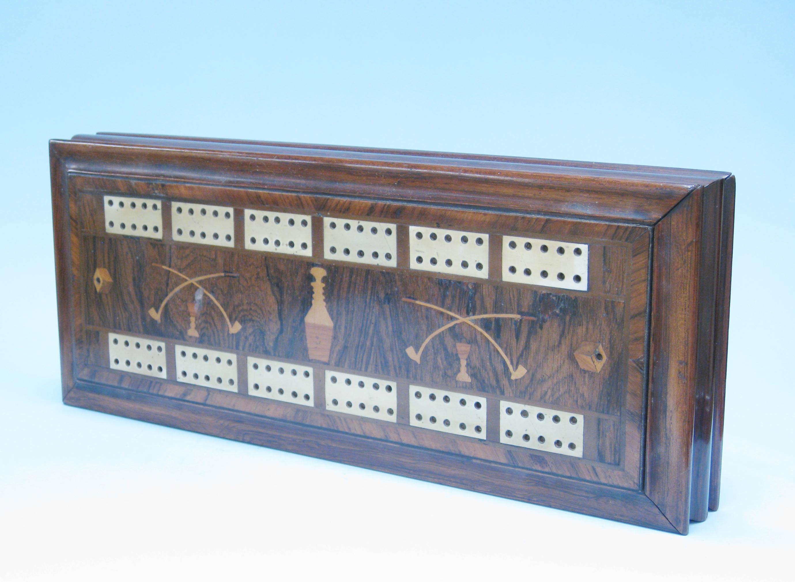 Appraisal: A th Century large Cribbage Box and Marker inlaid decanter