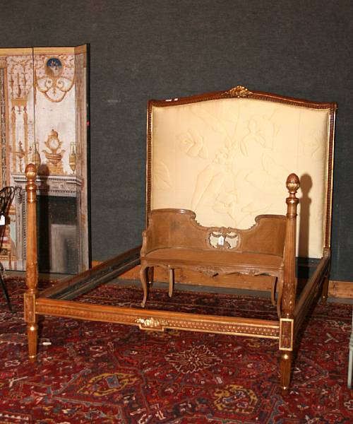 Appraisal: A Louis XVI style parcel gilt mahogany bed mid th