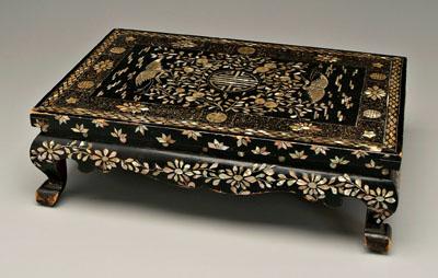 Appraisal: Korean inlaid low table lacquer with abalone shou between peach