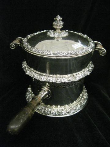 Appraisal: th Century Silverplate Chafing Dish Stand ornate floral border hallmarked