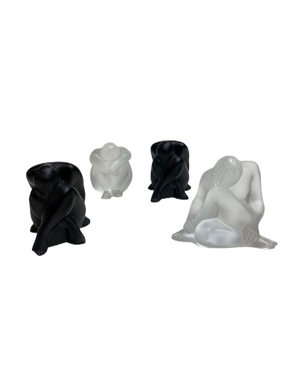 Appraisal: Four Lalique Crystal Sculptures Four Lalique Crystal Sculptures Frosted Crystal