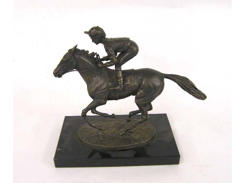 Appraisal: Equestrian bronze sculpture by and signed David Cornell and titled