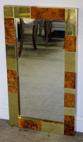 Appraisal: Midcentury Paul Evans Patchwork Mirror Burl and brass cityscape panel