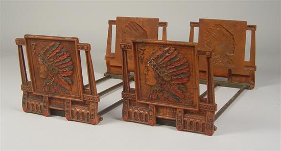 Appraisal: Indian Head Sliding Frame Bookends Circa Two pair of nicely