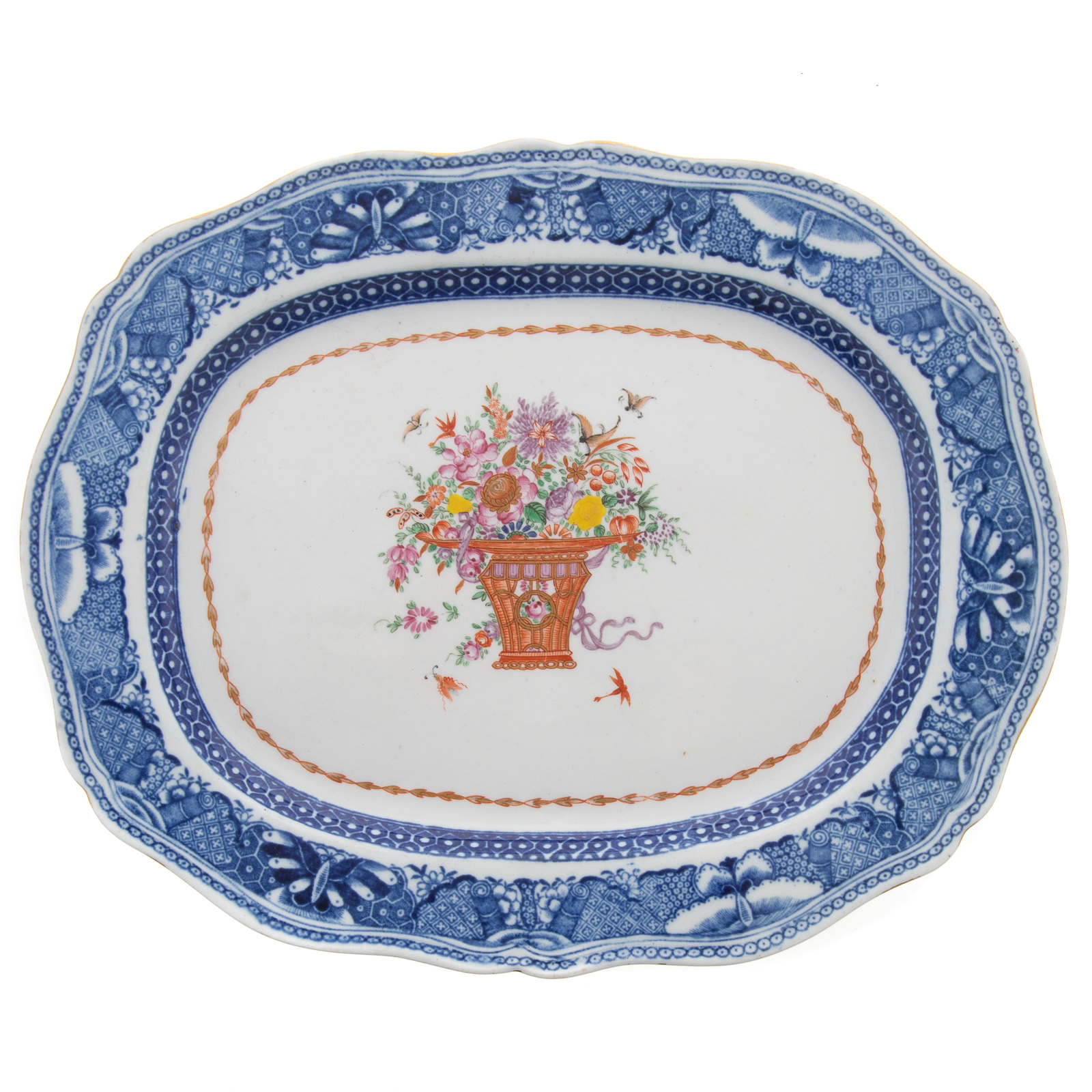 Appraisal: CHINESE EXPORT SMALL MEAT PLATTER Circa shaped platter with Blue