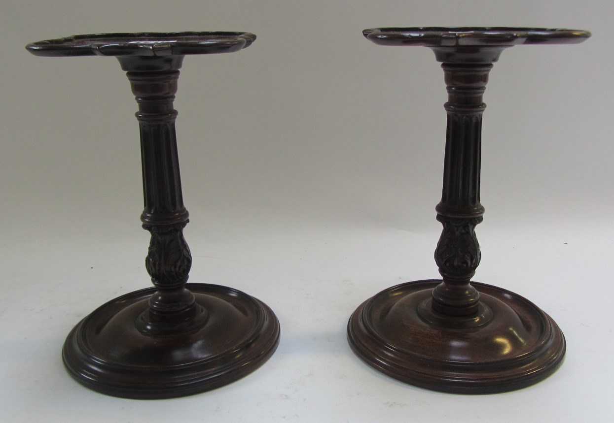 Appraisal: A pair of early th century mahogany stands with shaped