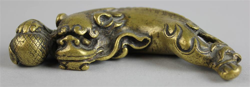 Appraisal: CHINESE BRONZE SCROLL WEIGHT MING DYNASTY cast in the form