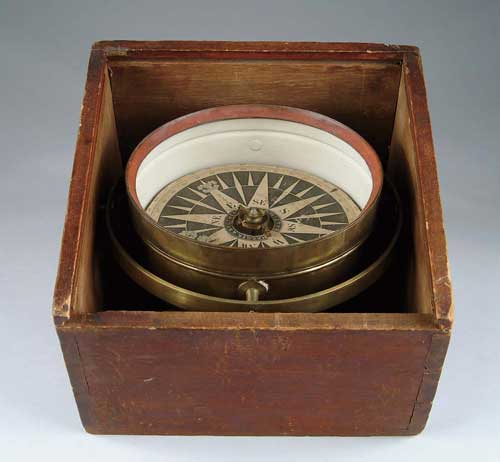 Appraisal: EARLY CASED DRY COMPASS BY HAGGER BROTHER BALTIMORE Dial printed