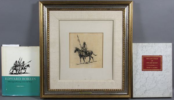 Appraisal: Edward Borein American - Indian with Spear ink drawing on