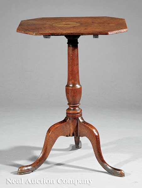 Appraisal: A Georgian Carved Oak Candlestand th c octagonal tilt top