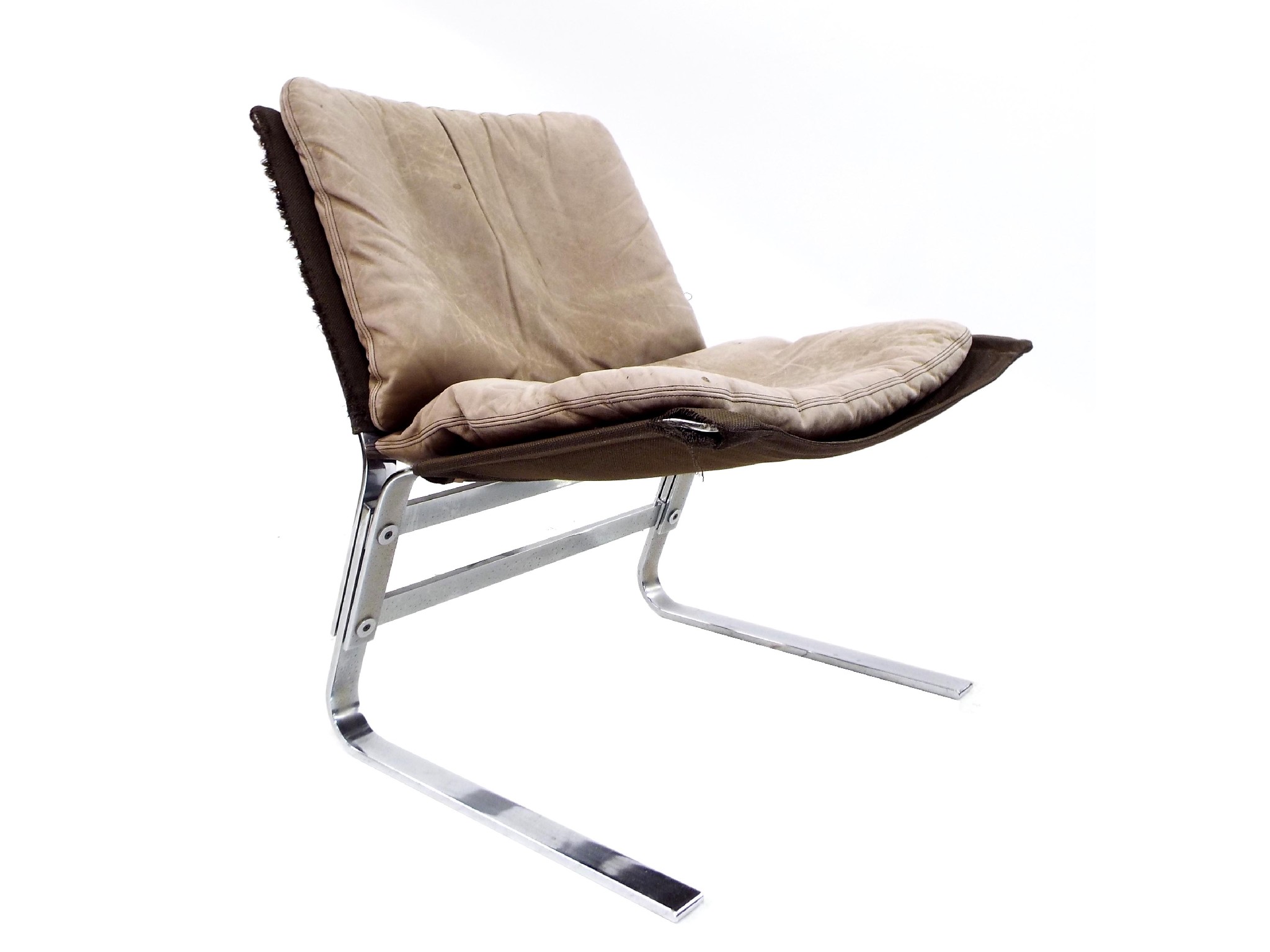 Appraisal: Elsa Nordahl Solheim - pirate chair chrome frame leather cushion