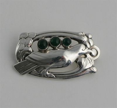 Appraisal: A Georg Jensen silver and enamel brooch model no cast