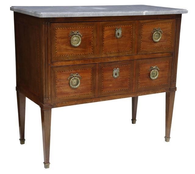 Appraisal: French Louis XVI style marble-top mahogany commode early th c