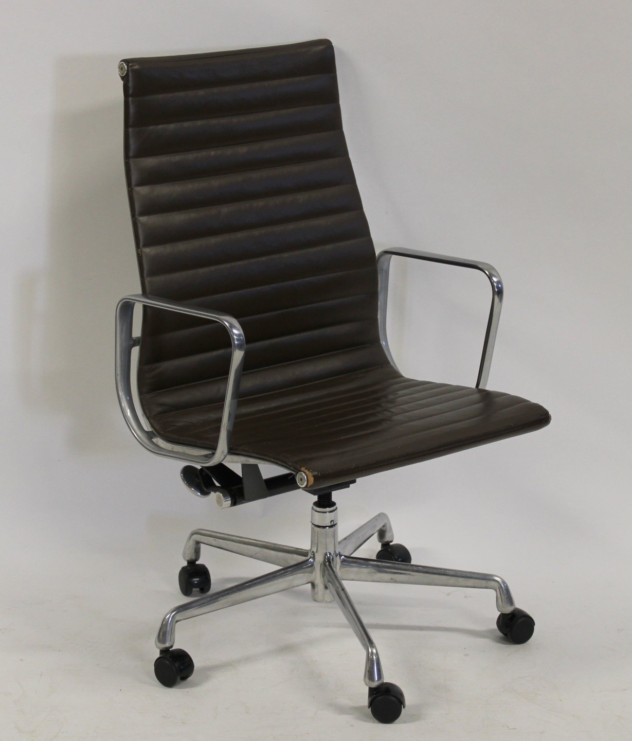 Appraisal: MIDCENTURY EAMES HERMAN MILLER LEATHER Upholstered Office Chair From an