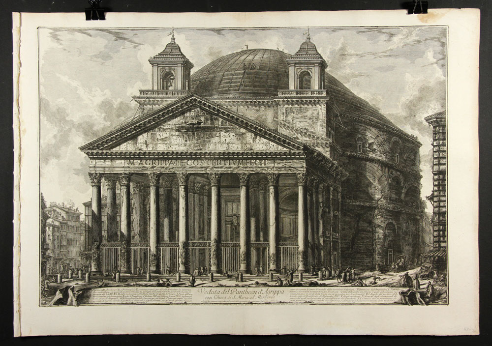 Appraisal: - Piranesi Veduta del Pantheon d'Agrippa Etching Giovanni Battista Piranesi